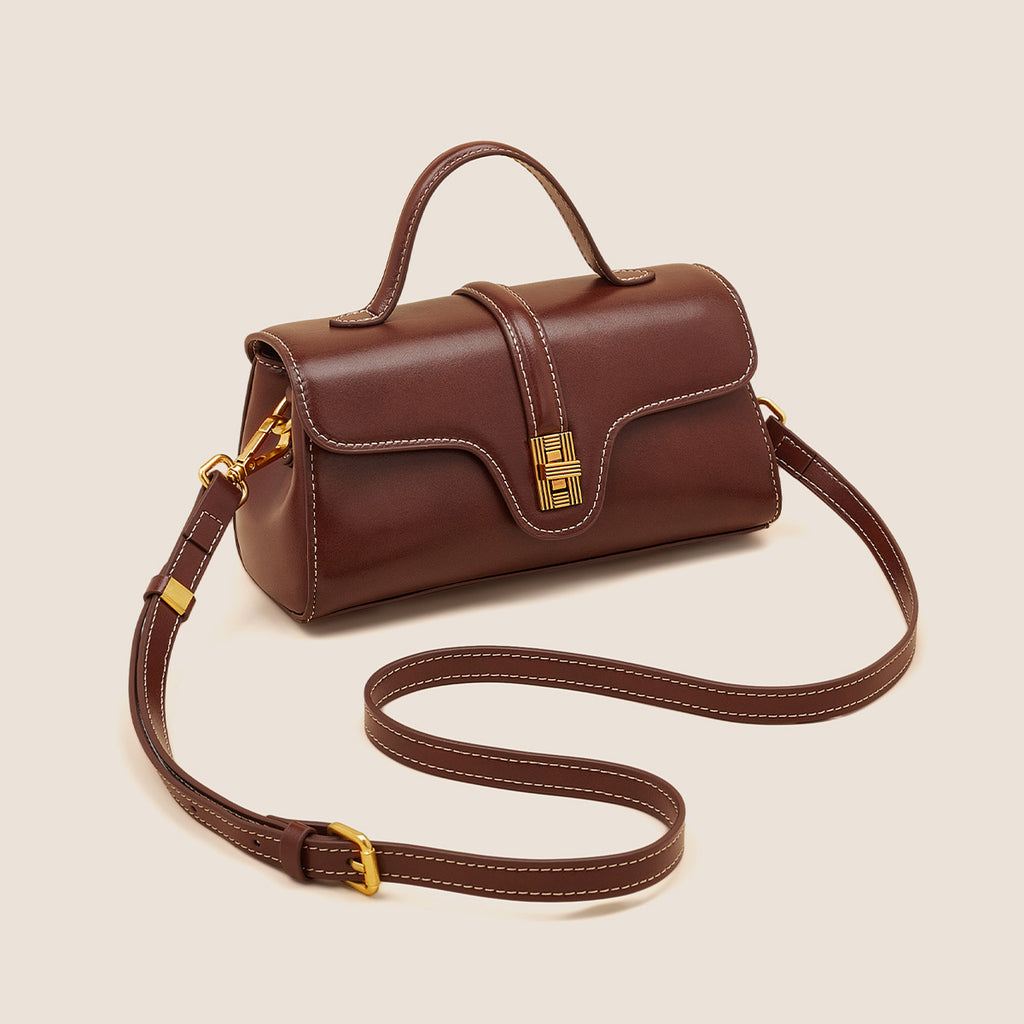Featherington Fête – Retro Lock Crossbody Bag