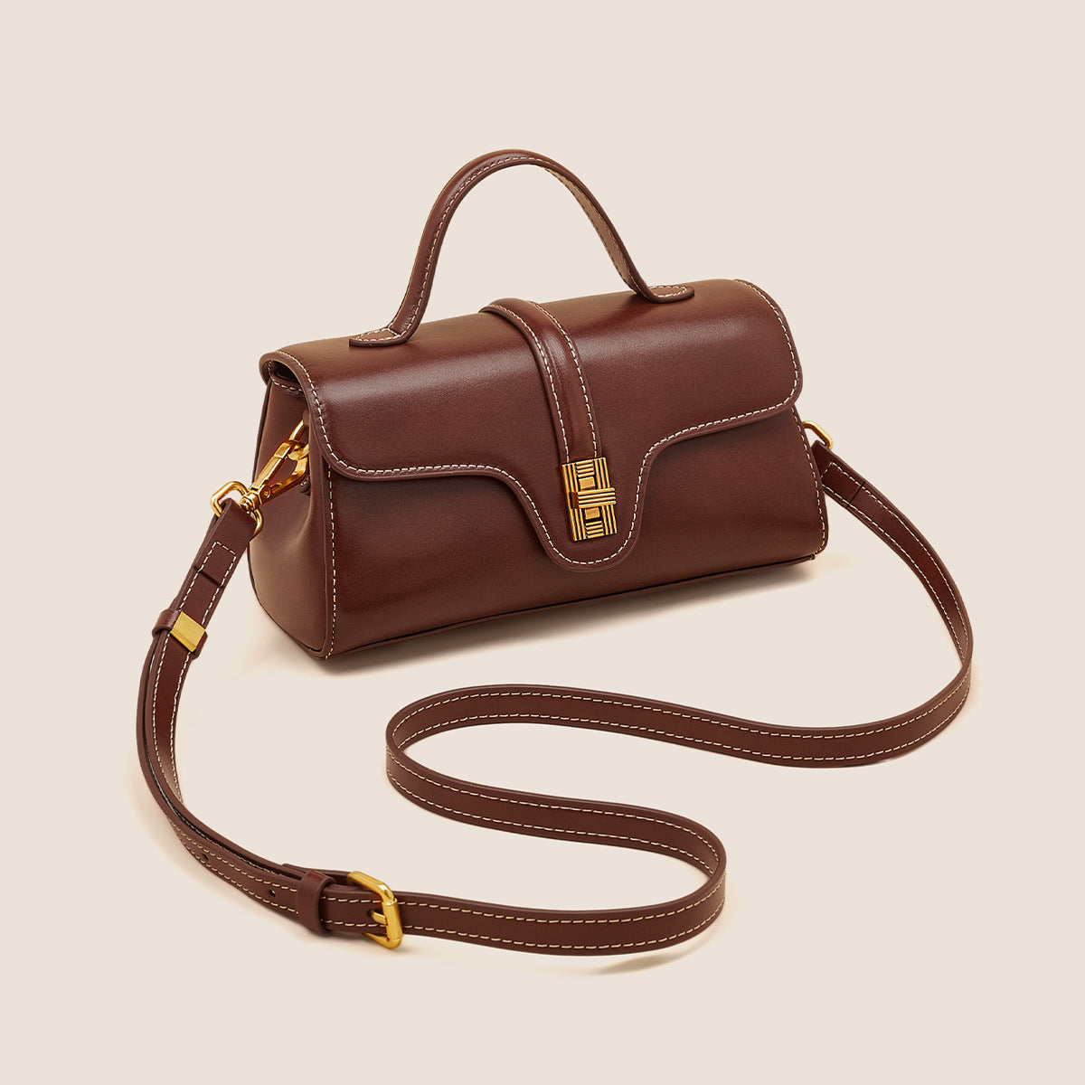 Featherington Fête – Retro Lock Crossbody Bag