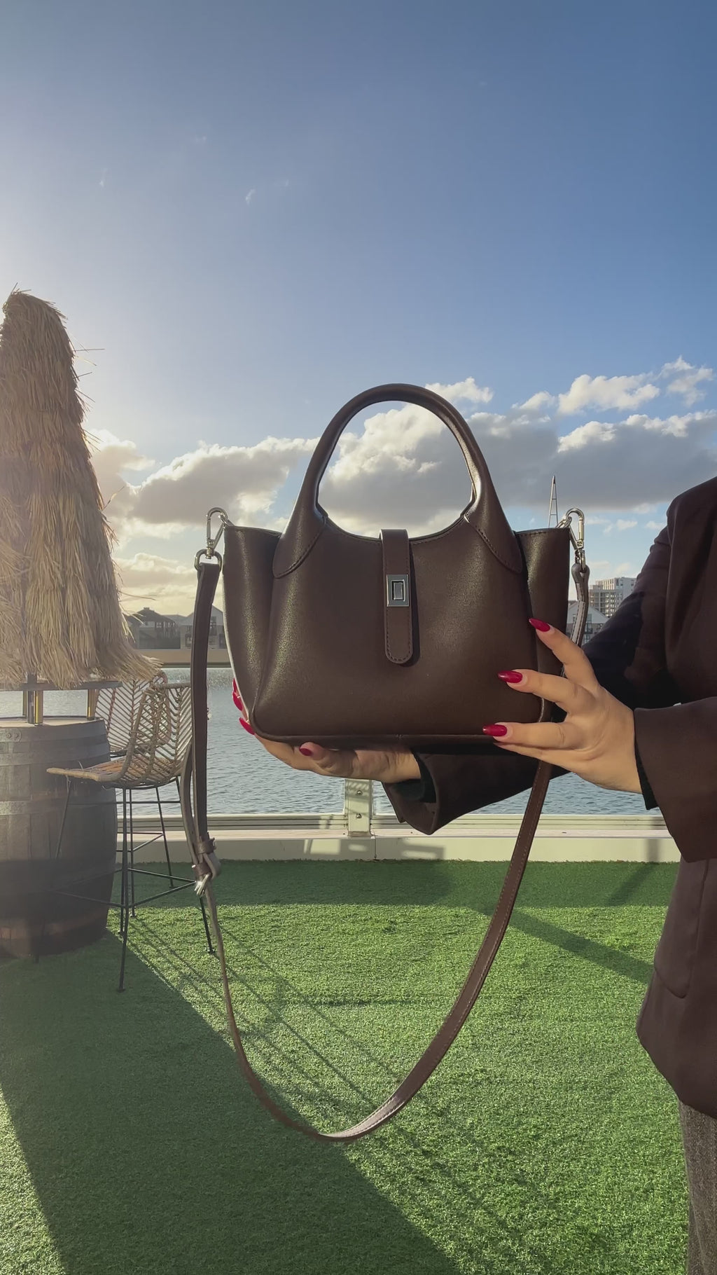 Georgia State – Structured Cowhide Basket Bag