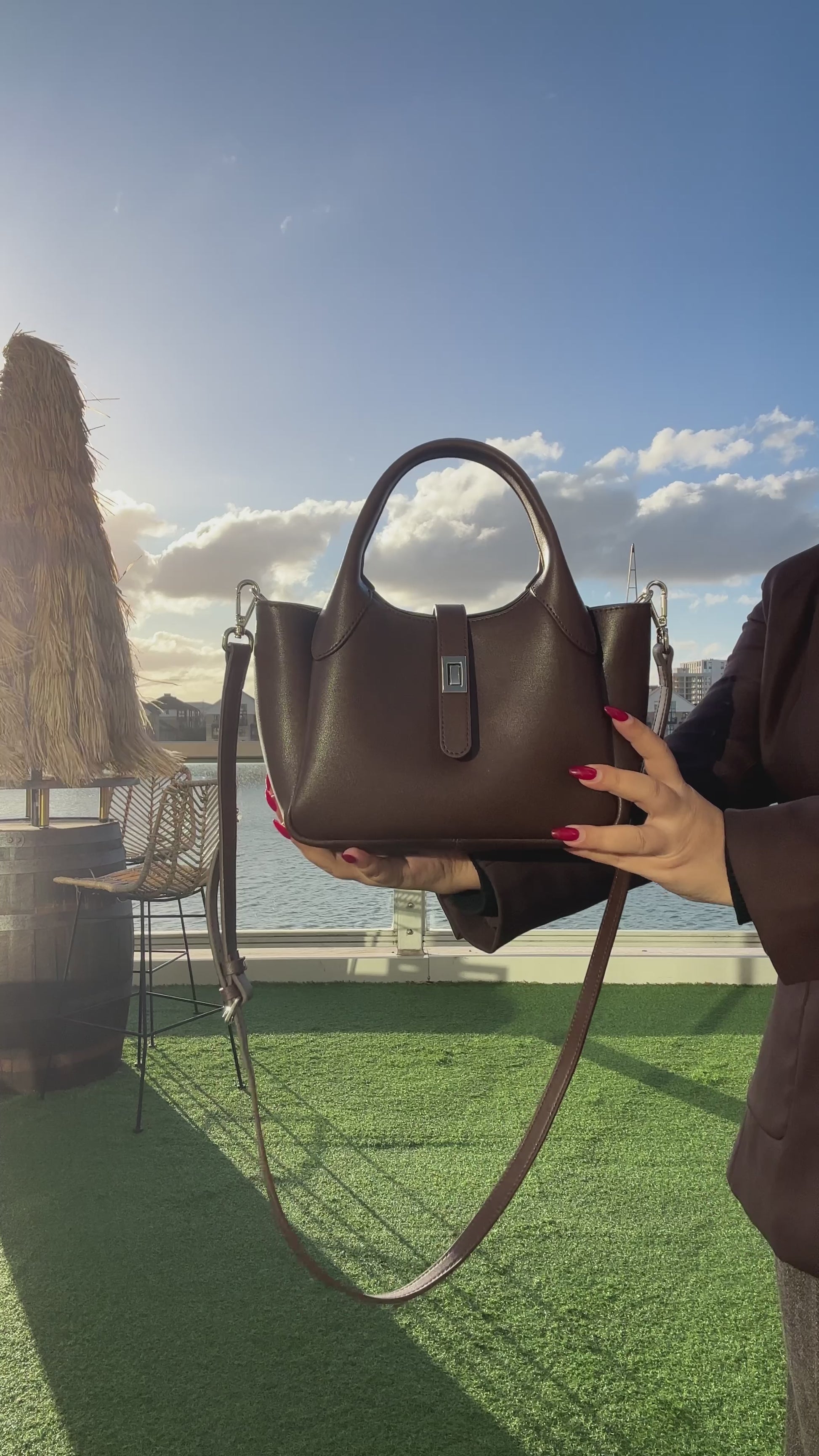 Georgia State – Structured Cowhide Basket Bag