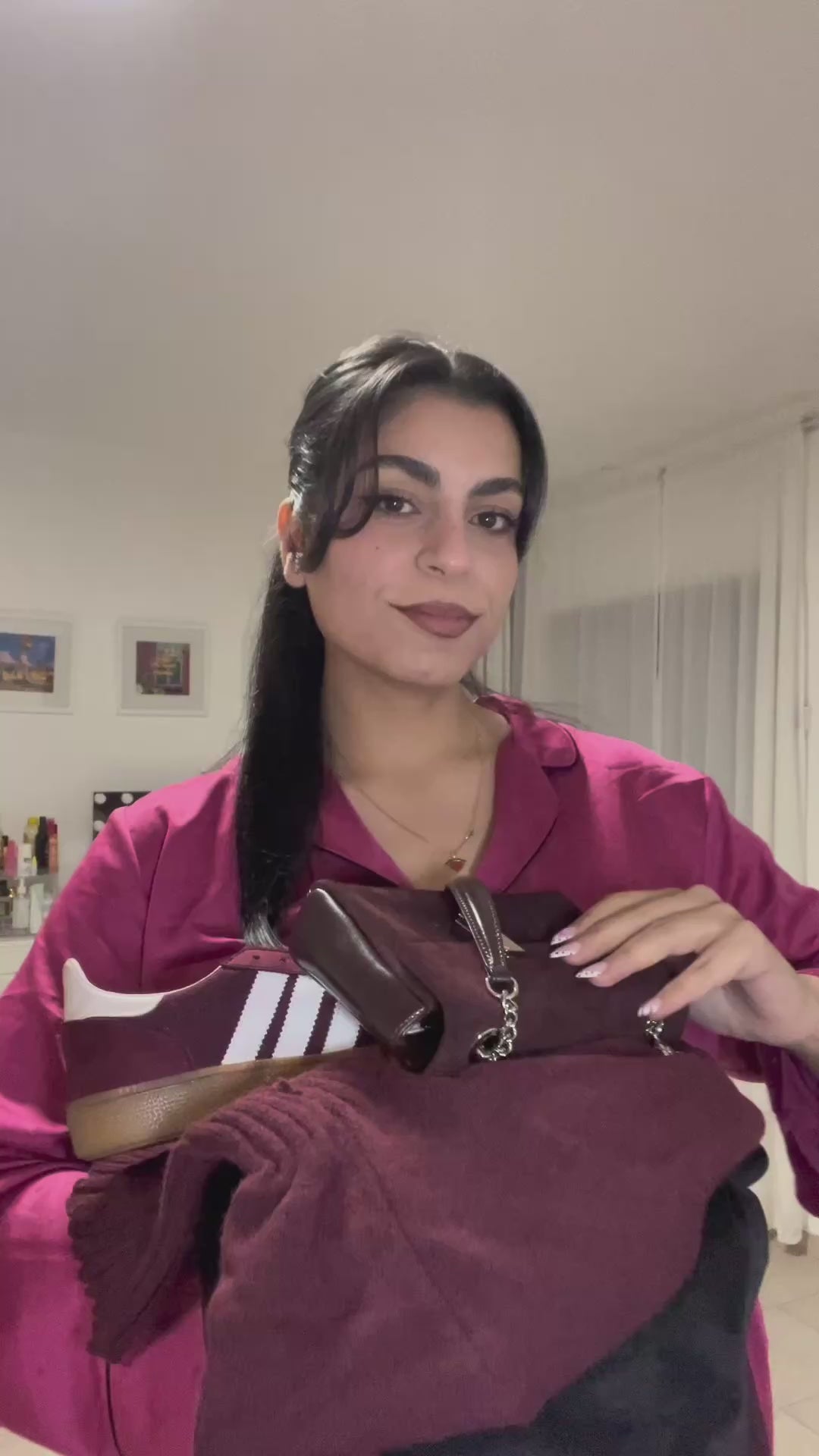 Coffeehouse Poise – Suede Chain Handbag