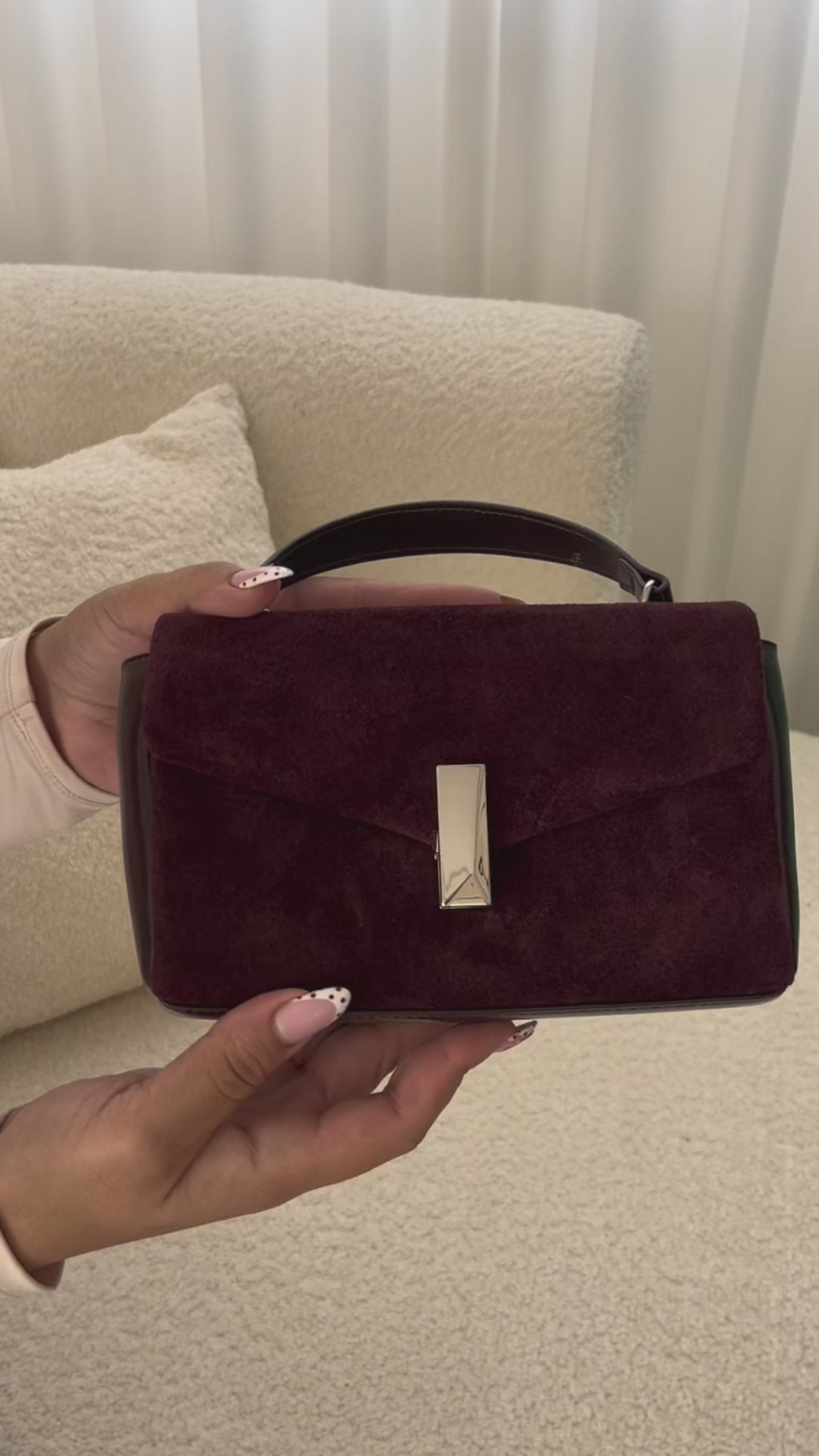 Coffeehouse Poise – Suede Chain Handbag