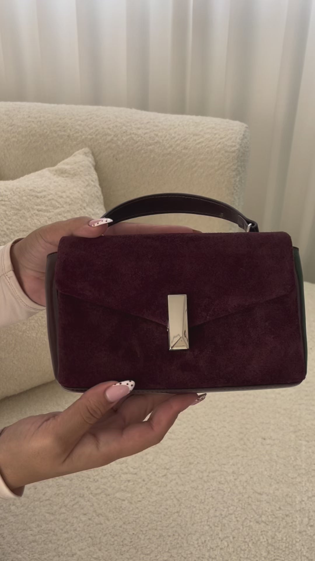 Coffeehouse Poise – Suede Chain Handbag